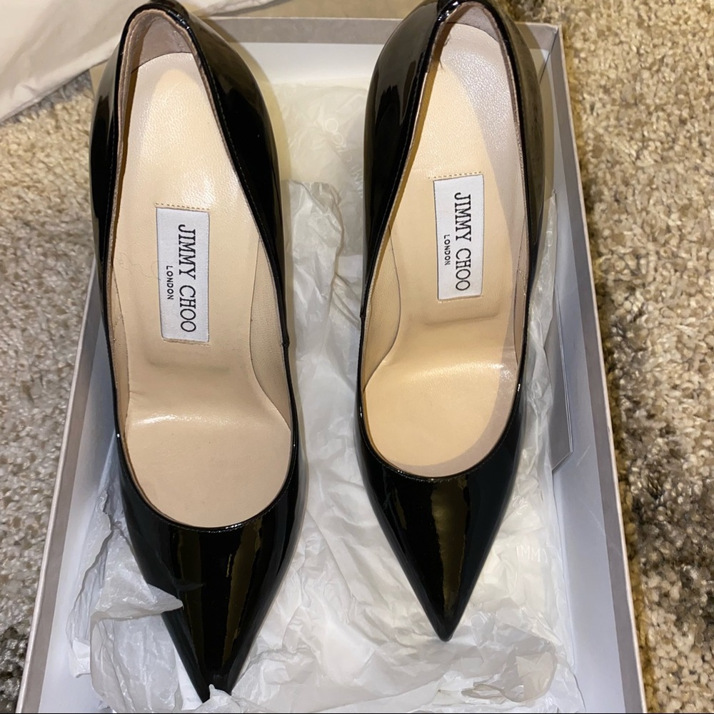 Jimmy Choo Black Patent Anouk 120, 37